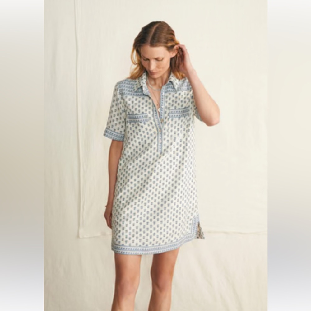 Faherty Rae dress white lotus print